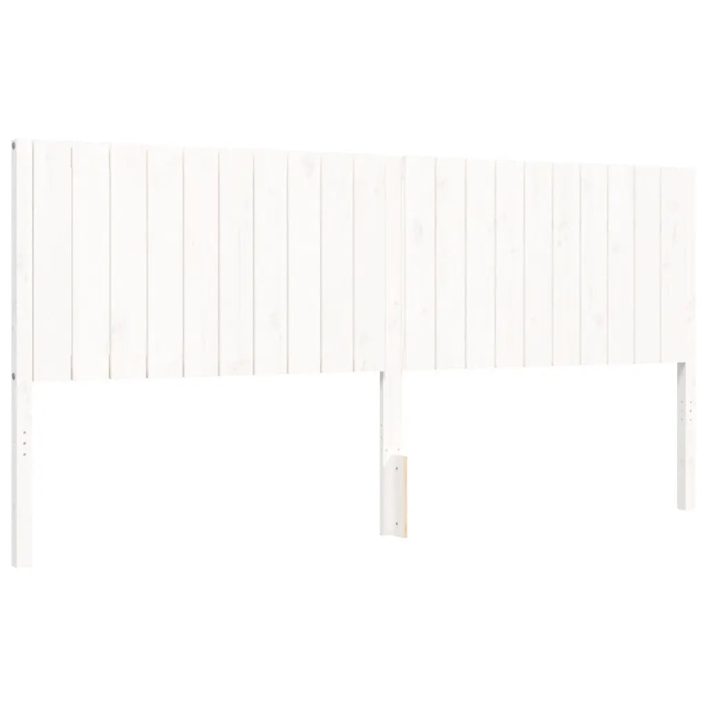 Letto matrimoniale | Letto per adulti | Giroletto con Testiera Bianco 200x200 cm in Legno Massello