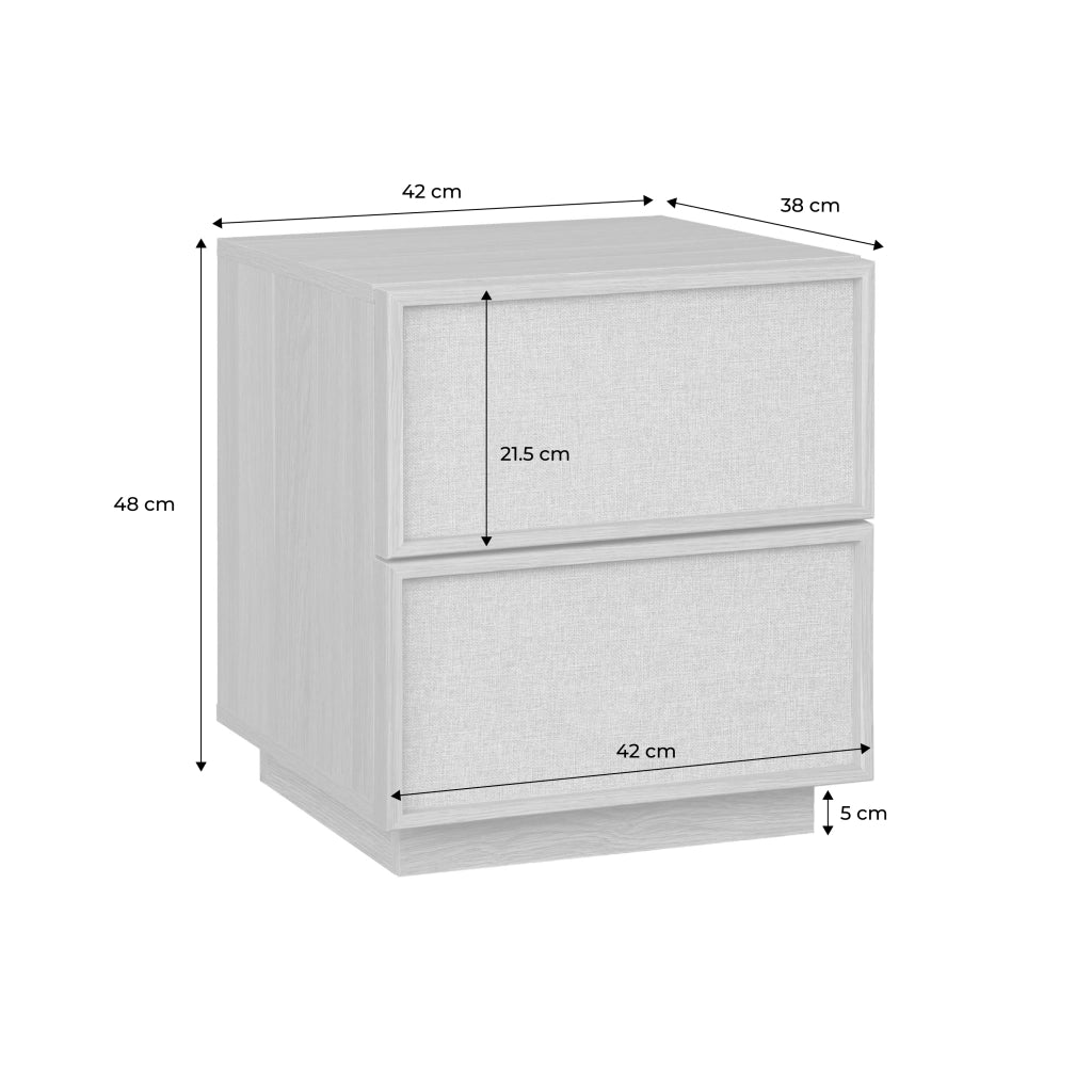 Set di 2 comodini decorati in legno e tessuto con 2 cassetti , marrone
