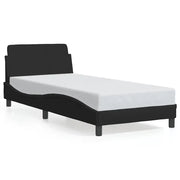 Letto singolo | Letto per adulti | Giroletto con Testiera Dover Nero 80x200 cm Tessuto
