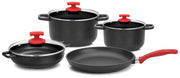 Batteria di Pentole 7 Pezzi in Alluminio Pressofuso Antiaderente Olympia Love Big