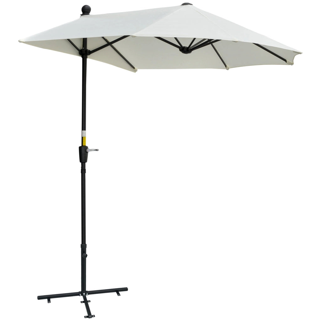 Ombrellone Semicircolare 200x190x240 cm Tettuccio Anti UV Crema