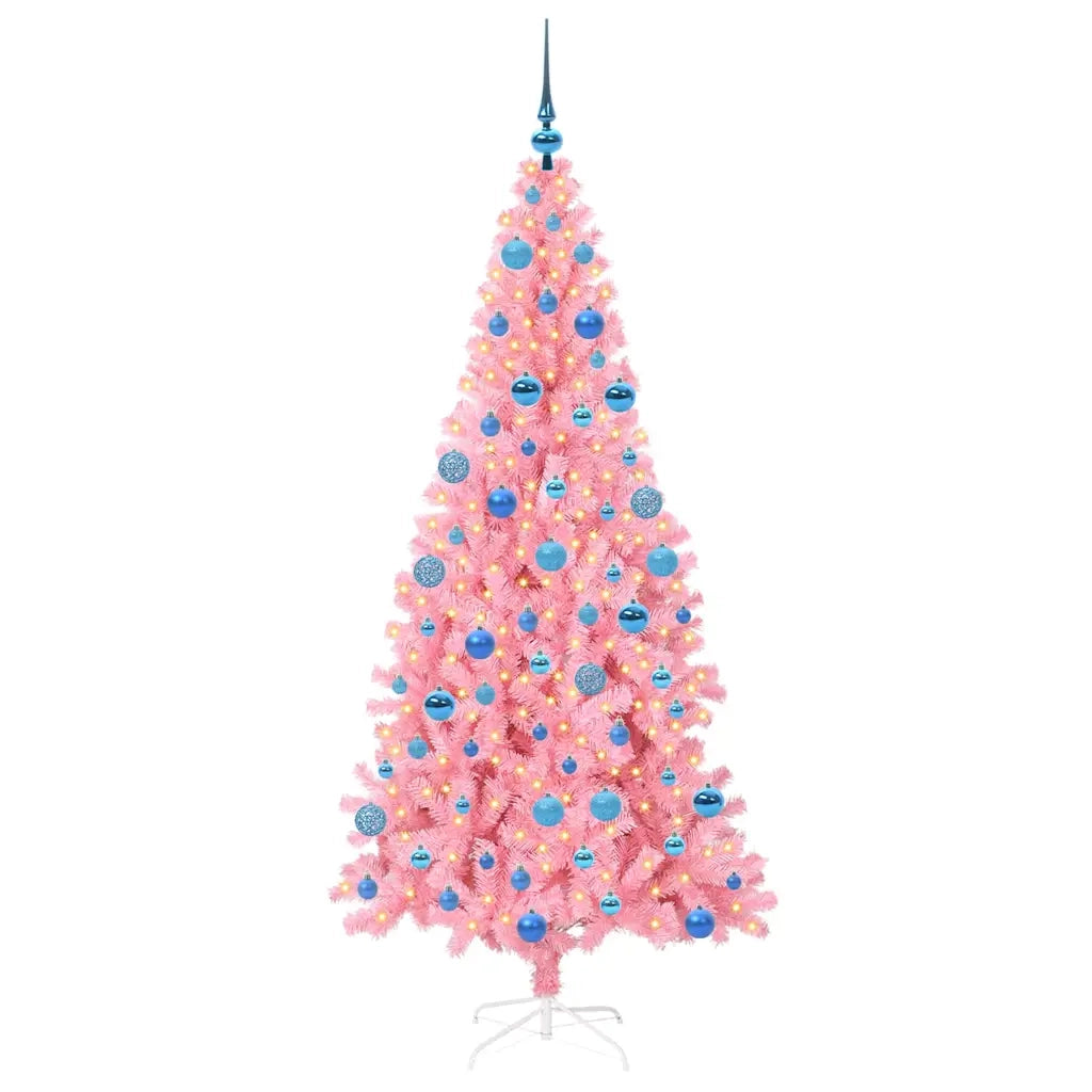Albero di Natale | Decorazioni natalizie con 300 LED con supporto Rosa 180 cm PVC