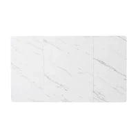 Tavolo da pranzo moderno 140 x 80 cm, con motivo marmo, struttura in metallo, per sala da pranzo e soggiorno, Bianco+Nero