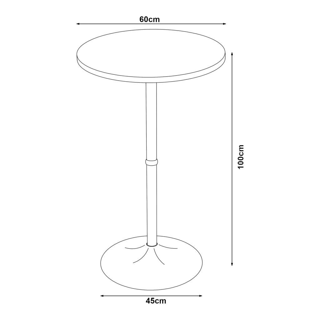 Tavolo Alto da Bar Vantaa Ø60 x 100 cm Nero / Effetto Rovere [en.casa]