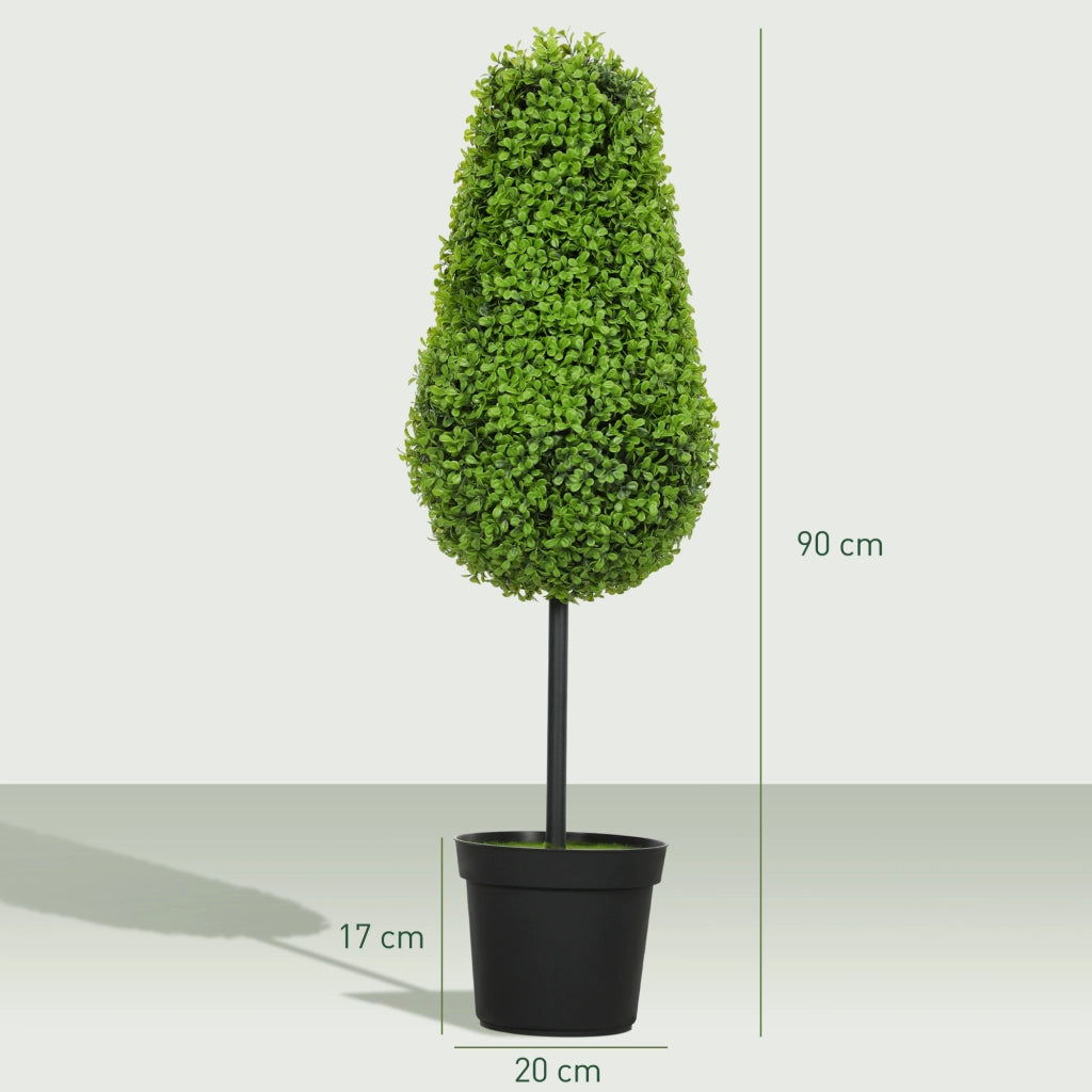 Set 2 Pezzi Finto Bosso in Vaso 90cm ¨C zephmum ¨C Verde Plastica