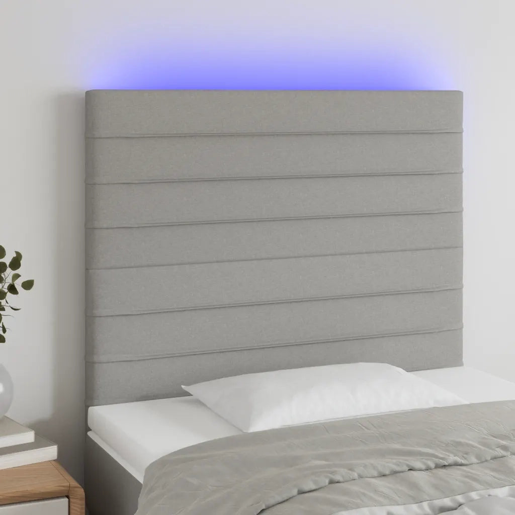 Testiera | Testata a LED Grigio Chiaro 100x5x118/128 cm in Tessuto