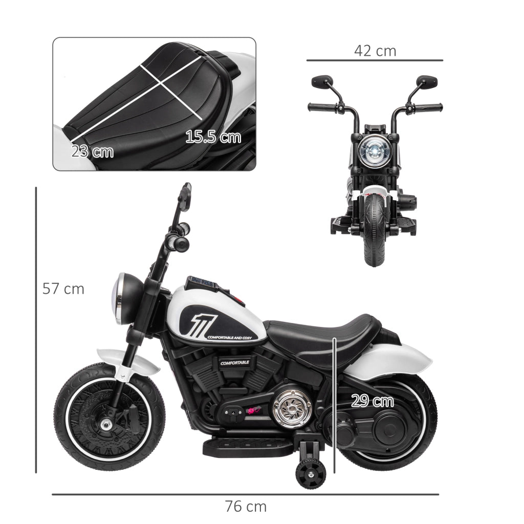Moto Elettrica per Bambini ¨C Zephmum ¨C Bianco e Nero 76x42x57 cm