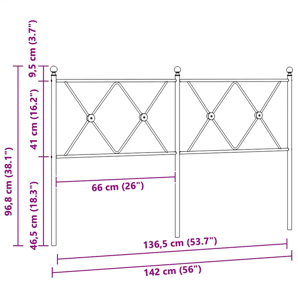 Testiera di Ricambio in Metallo Nero 137 cm 376534