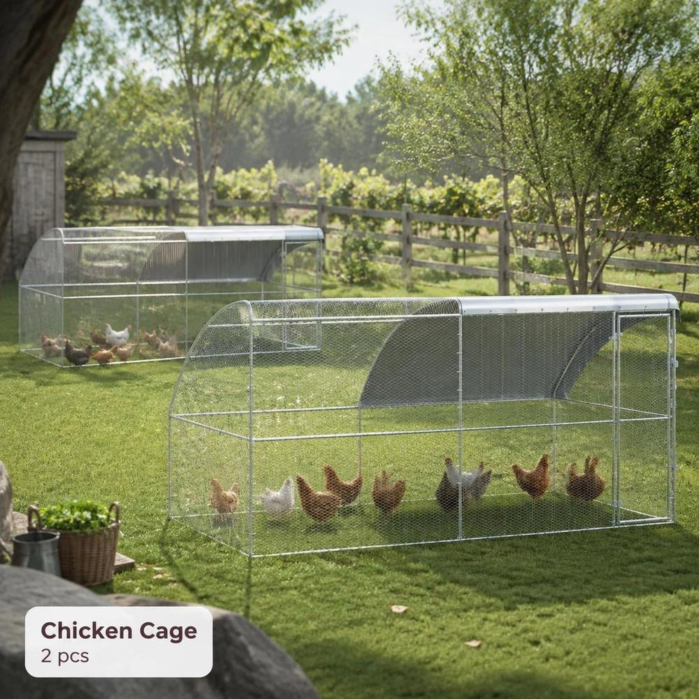 Chicken Cage, Silver, 400 X 200 X 198.5 Cm, Galvanized Steel