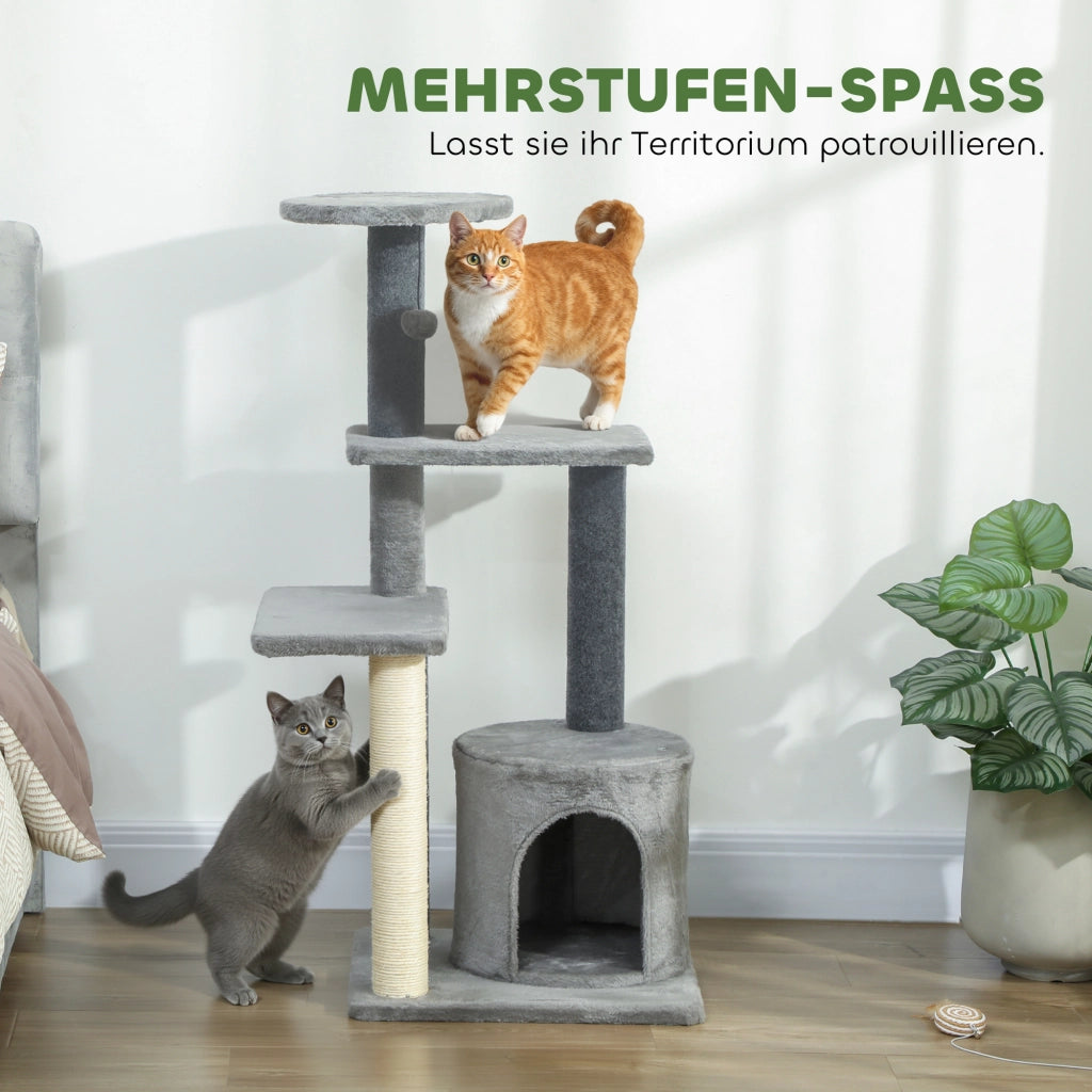 Albero tiragraffi per gatti con tana e piattaforme ¨C zephmum ¨C Grigio 103 cm