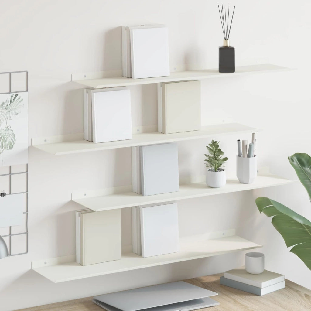 Mensola sospesa 4 pcs Bianco 80 x 18 x 2,5 cm Acciaio