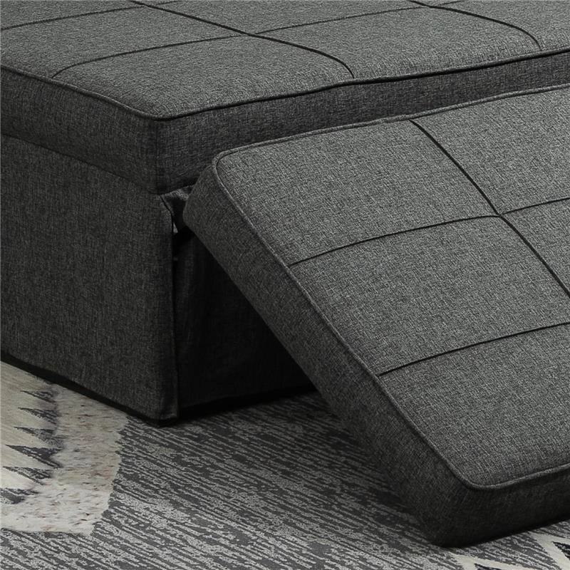 POLTRONA LETTO 3 IN 1 CON SCHIENALE REGOLABILE E CUSCINO IN TESSUTO EFFETTO LINO 95X179X78 CM GRIGIO