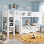 Letto a castello per bambini bianco/naturale 90x200 cm