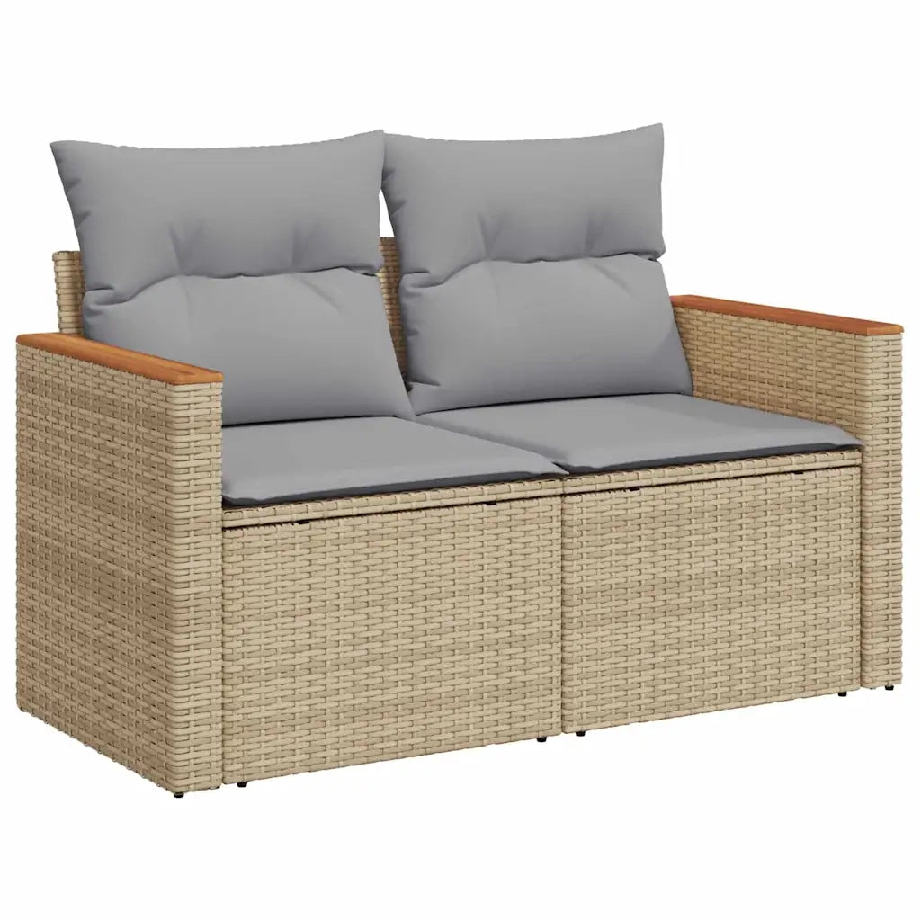 Set Divano da Giardino 11 pcs Beige e Grigio Chiaro polyrattan