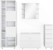 Set mobili bagno Ilias, Bianco, 80.2 cm, composto da mobile lavabo, pensile a specchio, colonna e base media