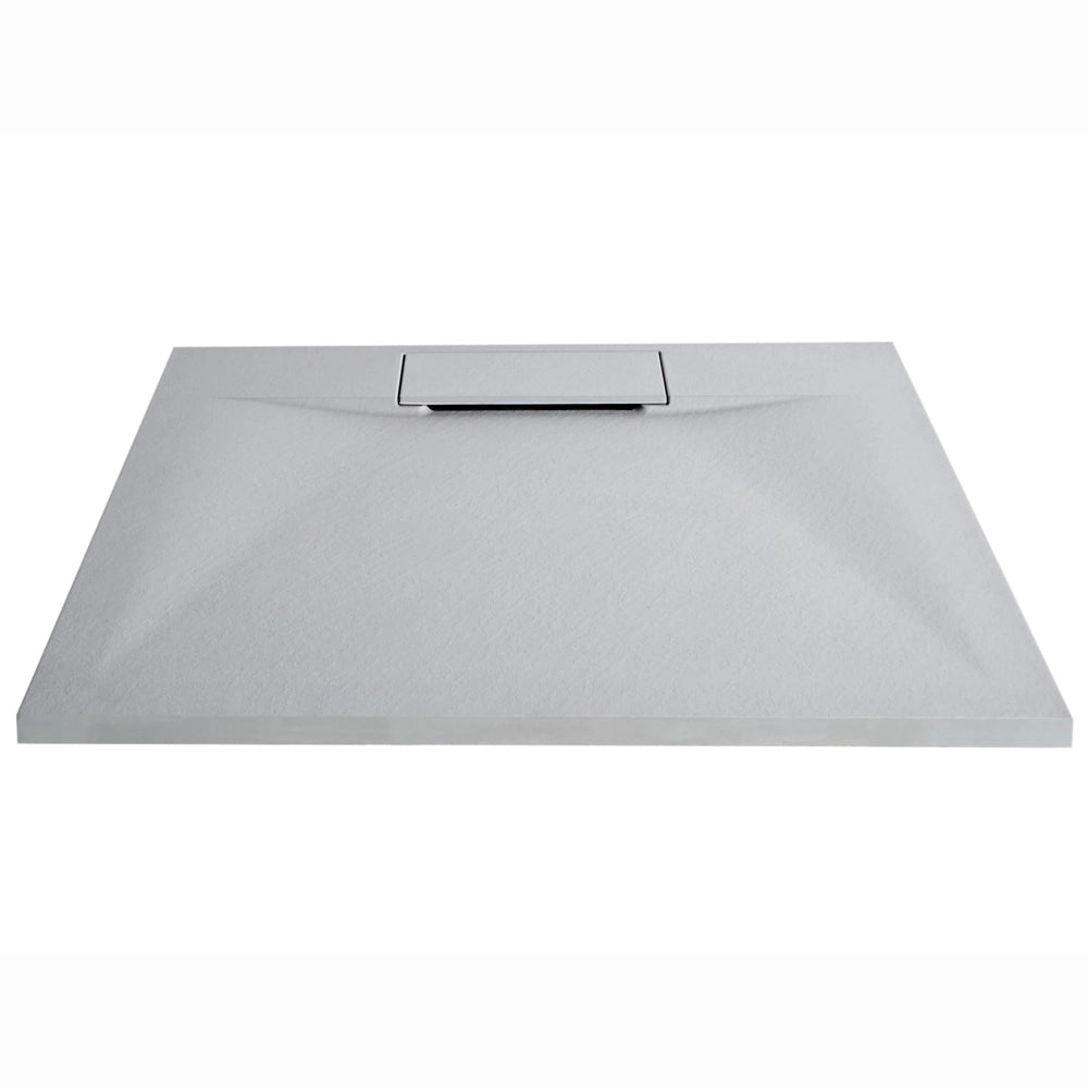 Piatto doccia con scarico grigio SMC 80 x 80 x 3 cm effetto pietra naturale minimalista