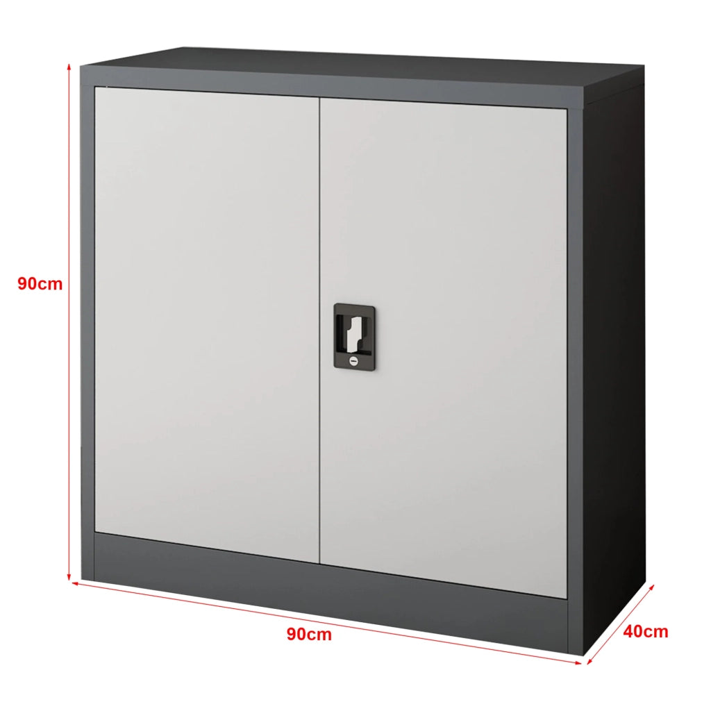 Armadio da ufficio armadietto da ufficio mobile contenitore per soggiorno ufficio camera da letto officina acciaio laccato 90 x 40 x 90 cm grigio scuro e grigio chiaro 03_0006323