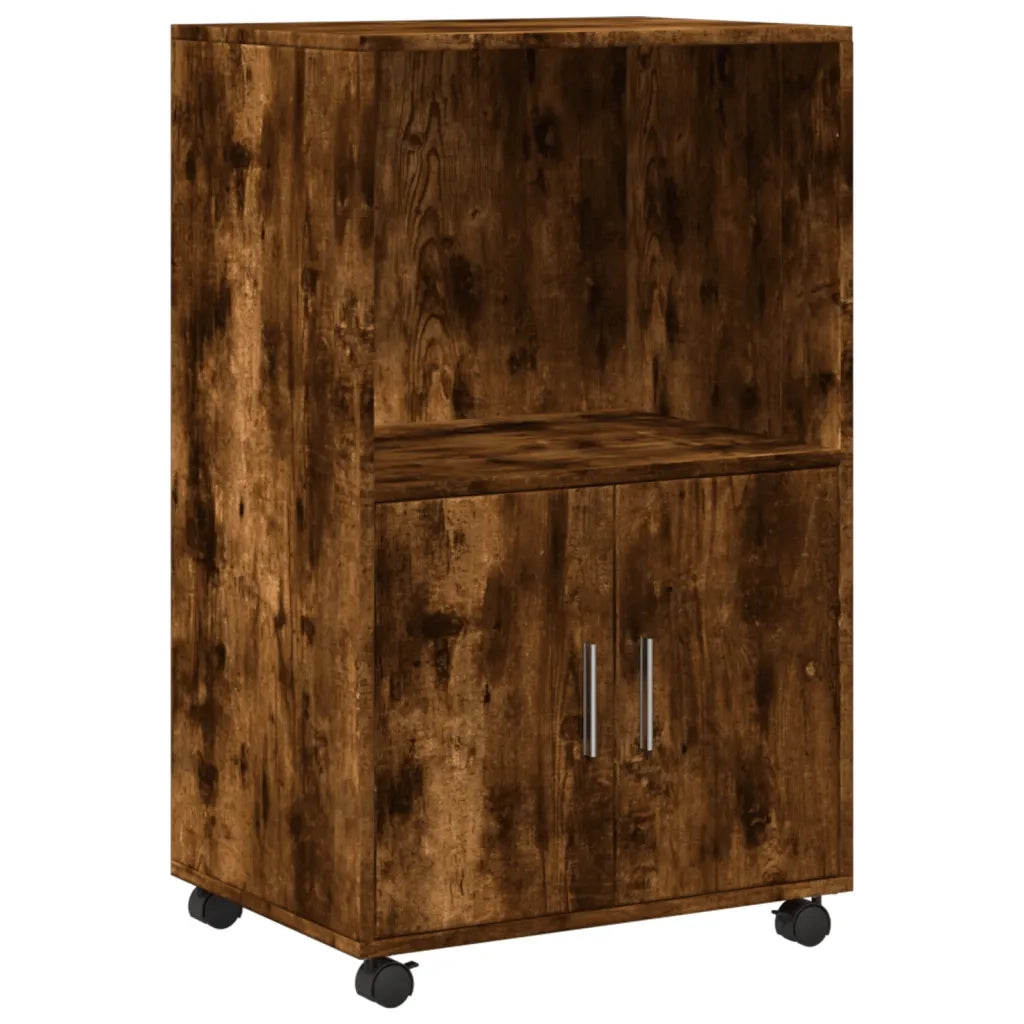 Mobiletto con Ruote Rovere Fumo 55x40x91 cm in Truciolato 853186