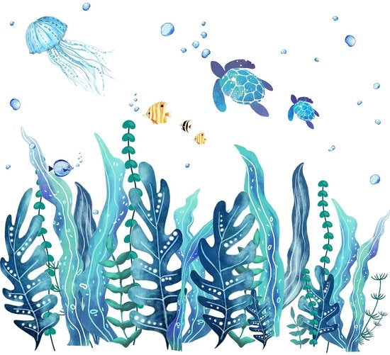 Decorazione per Parete Oceano - Tartaruga Marina - Medusa - Pesce - Rimovibile - Decorazione in Vinile