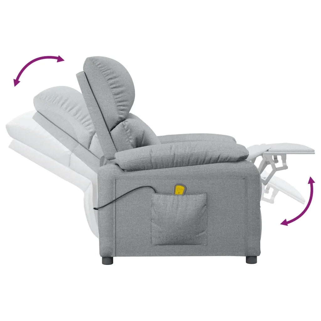 Poltrona Massaggiante | Sedia Relax in Tessuto Grigio Chiaro