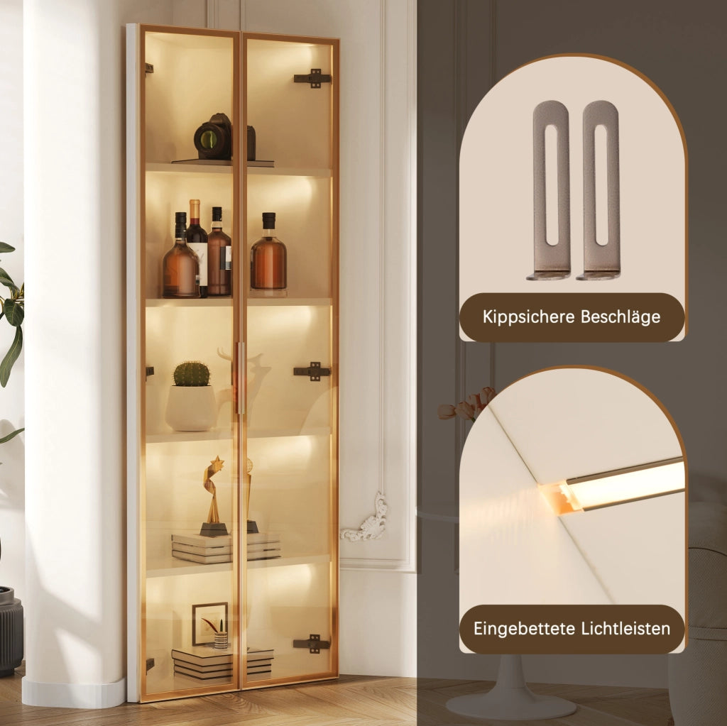 Vetrina angolare LED bianca 62 x 35 x 160 cm
