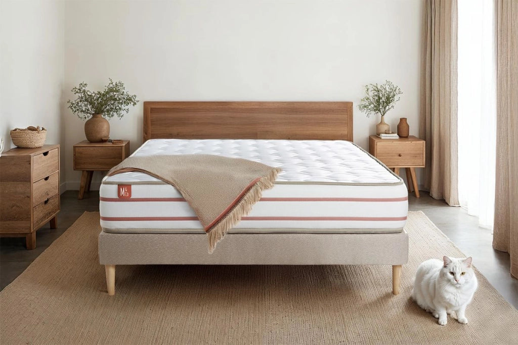 Pacchetto letto completo - Materasso 140x190cm + Box spring con doghe (kit) + 2 cuscini + Piumino - Le Doux