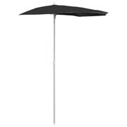 Ombrello | Parasolne Semicircolare da Giardino con Palo 180x90 cm Nero