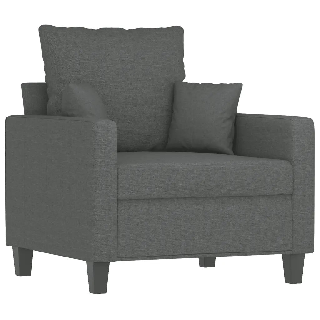 Set di Divani 3 pz con Cuscini Grigio Scuro in Tessuto 3201633