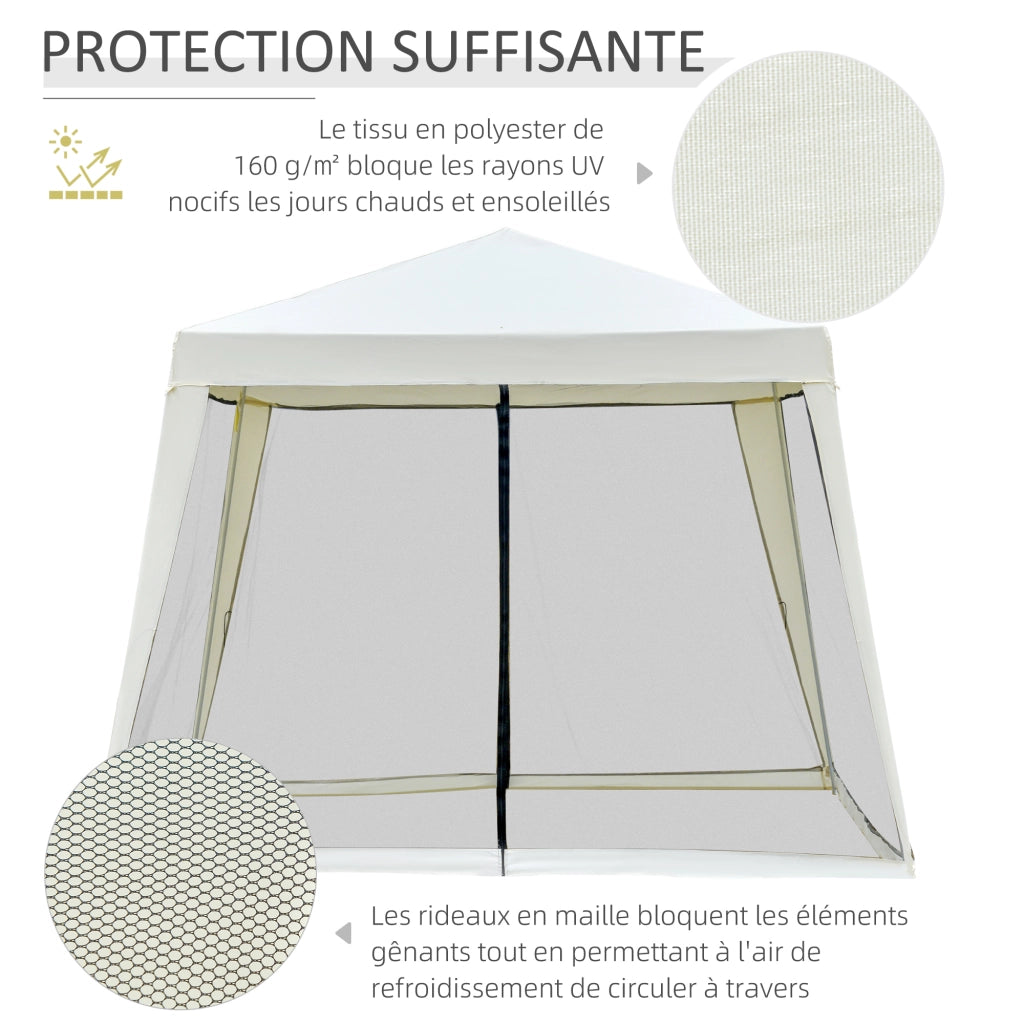 Tonnelle Barnum Stile Coloniale ¨C zephmum ¨C Beige Nero 3x3x2.45 m 4 Zanzariere
