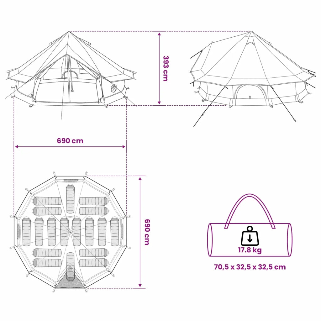 Tenda Tipi Blu 700 x 700 x 395 cm Poliestere e Acciaio 42028712