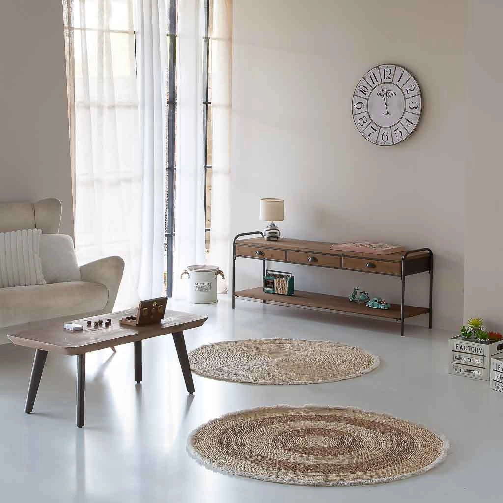 Credenza in legno e metallo marrone 149x38x58h cm