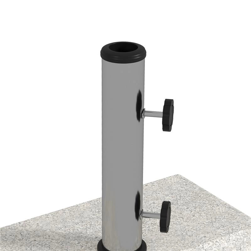 BASE PER OMBRELLONE DA GIARDINO 25KG PER PALI DA Ø32MM, Ø38MM E Ø48MM, IN GRANITO E ACCIAIO INOX, 45X22.5X40 CM, GRIGIA