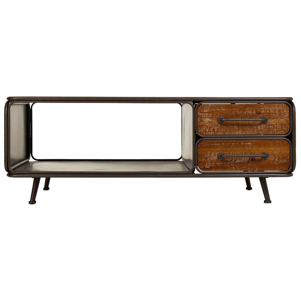 Tavolino in legno nero e metallo 120x64x46h