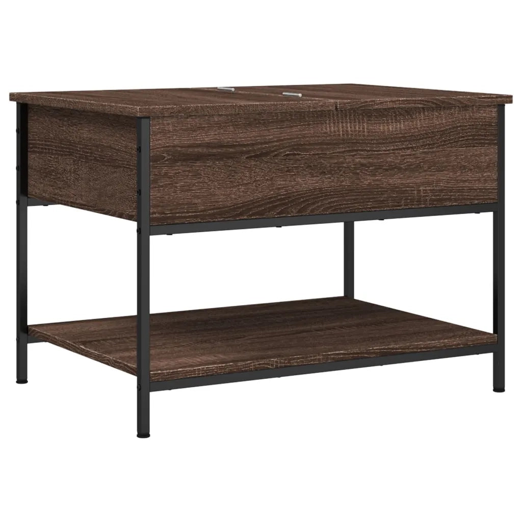 Tavolino Salotto Rovere Marrone 70x50x50cm Multistrato Metallo 845345