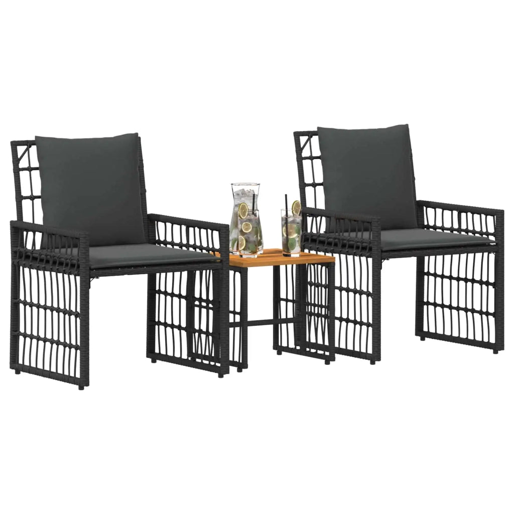 Set di Mobili da Esterno 3 pcs Nero e Grigio scuro