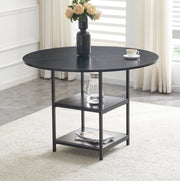 Tavolo da pranzo rotondo Ø107 cm nero con doppio ripiano