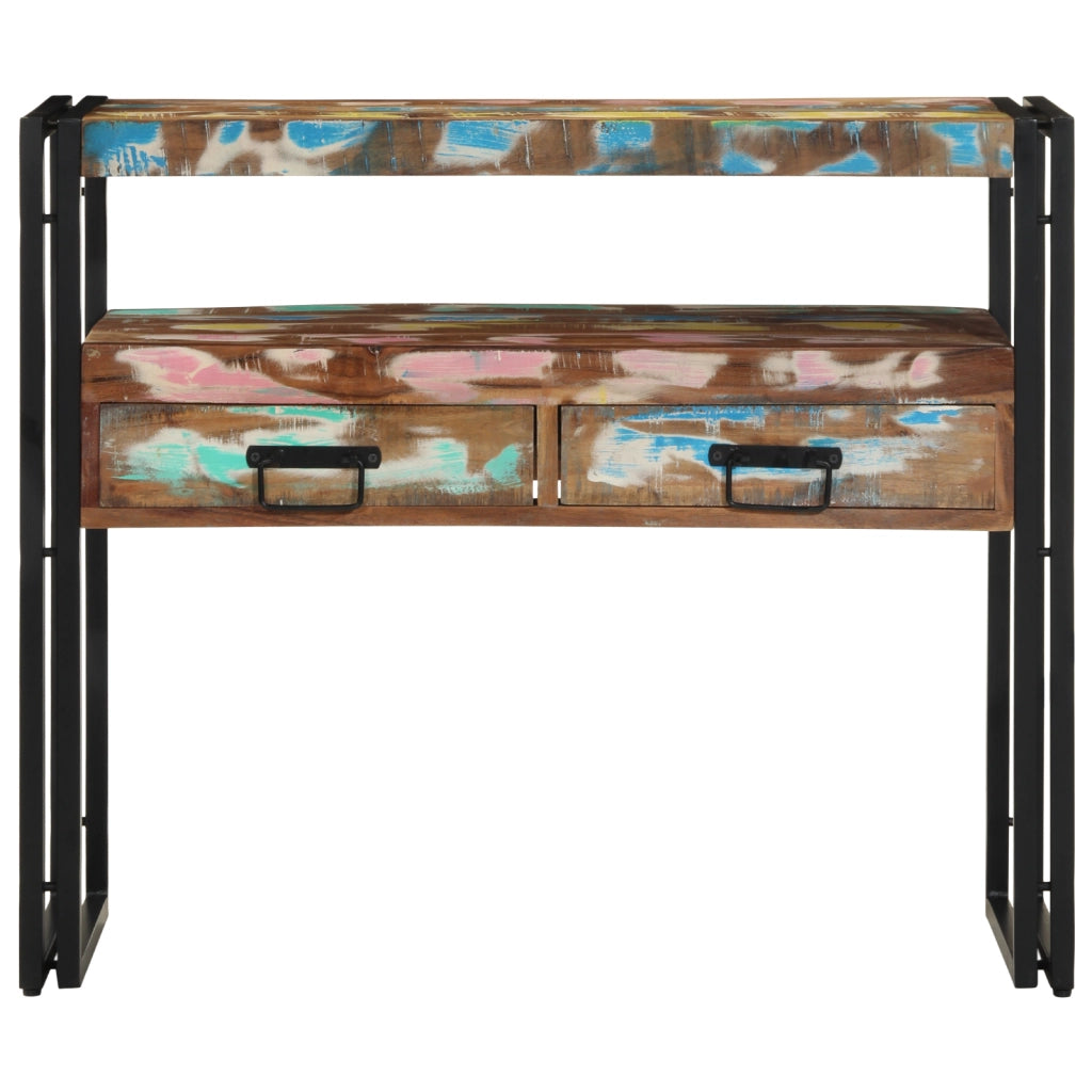 Tavolini  Multicolore 90x33x75 cm in Legno Massello Recuperato e Metallo