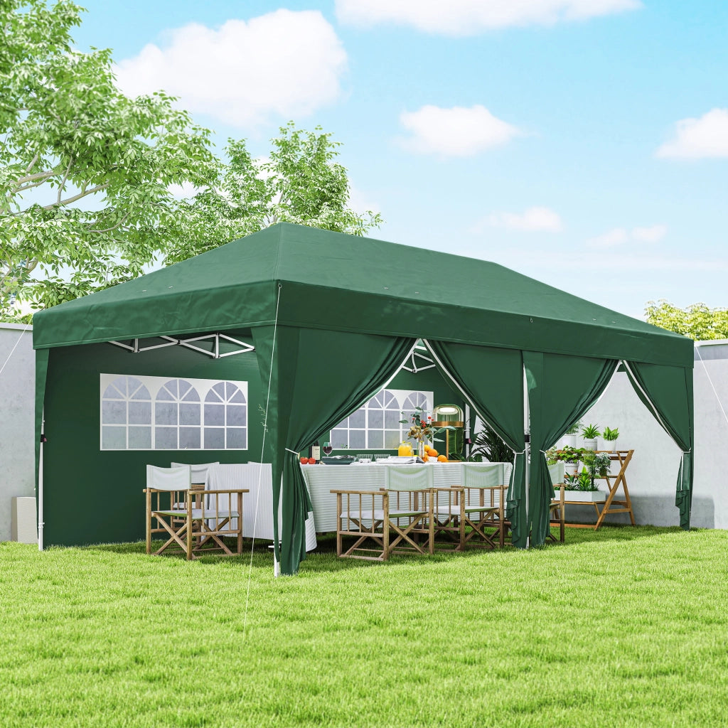 Gazebo circa 6x3m Stable Winterproof Pop-up Folding con cerniera per finestre; pannelli laterali delle porte protezioni UV