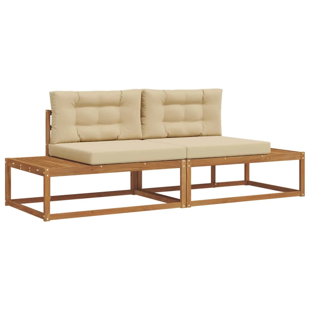 Set di divani da esterno-Sofa da giardino con cuscino Naturale e Beige 154134