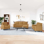 Set di Divani 4 pz con Cuscini Marrone in Velluto