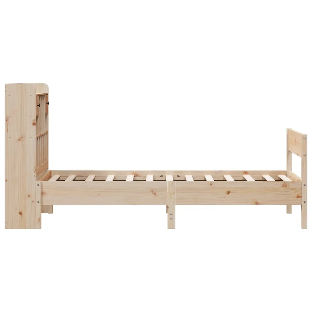 vidaXL Giroletto con Libreria senza Materasso 75x190 cm in Legno Pino