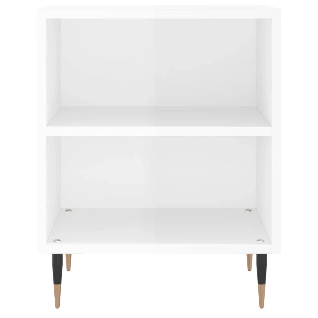 Comodini 2 pz Bianco Lucido 40x30x50 cm in Legno Multistrato 826769