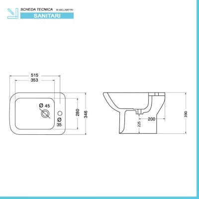 Coppia wc e bidet con scarico a parete e copriwc originale Ginevra