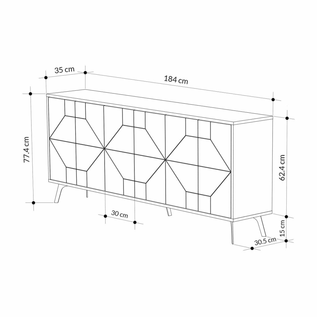 Madia Earl, Credenza 4 Ripiani, 184x35x77h cm Marrone Quercia
