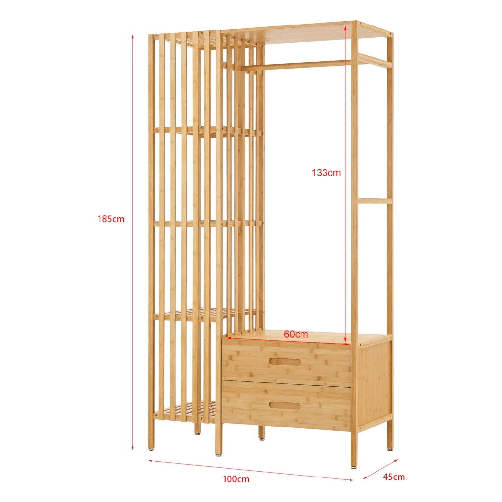 Appendiabiti da ingresso di design 185 x 100 x 45 cm bambù naturale 03_0010388