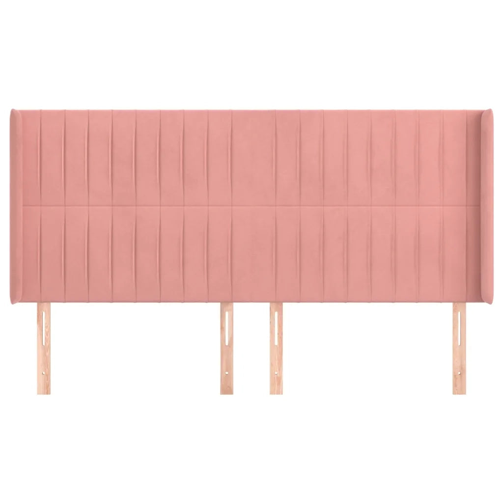 Testiera ad Orecchio Rosa 163x16x118/128 cm in Velluto