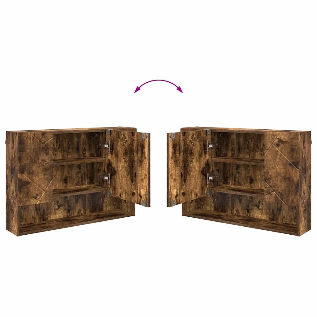 vidaXL Set di mobili per il bagno 2 pcs Rovere fumo 76.5 x 35 x 64 cm