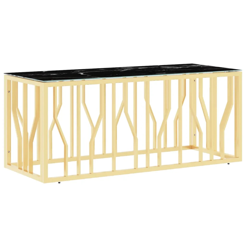 Tavolino da Salotto Oro110x45x45 cm in Acciaio Inox e Vetrocod mxl 129569