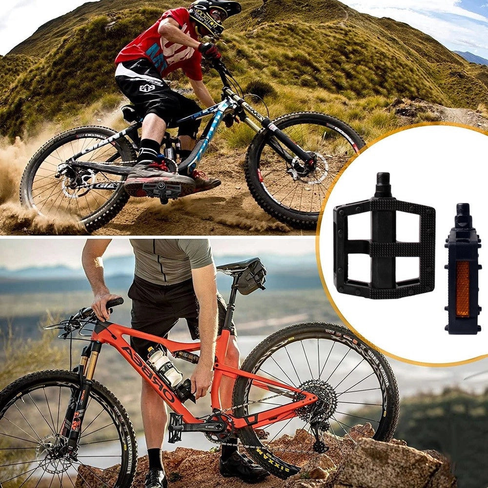 Trade Shop - Coppia Pedali Per Bicicletta Con Riflettori Laterali Attacco Universale Xc-2514 -