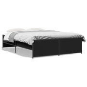 Letto matrimoniale | Letto per adulti | Giroletto Nero 140x190 cm in Legno Multistrato e Metallo
